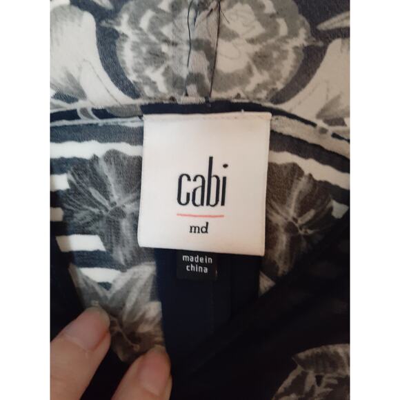 CABi Yacht Blue Floral Striped Sheer Lightweight Blouse size M GUC 5024 - Picture 4 of 6